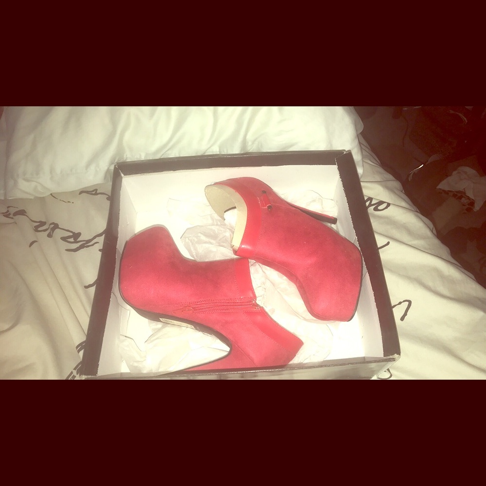 Red suede heels